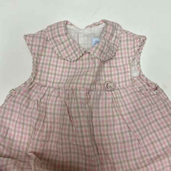 Jacadi Paris Peter Pan collar plaid romper with rosette size 18 months - Picture 3 of 10